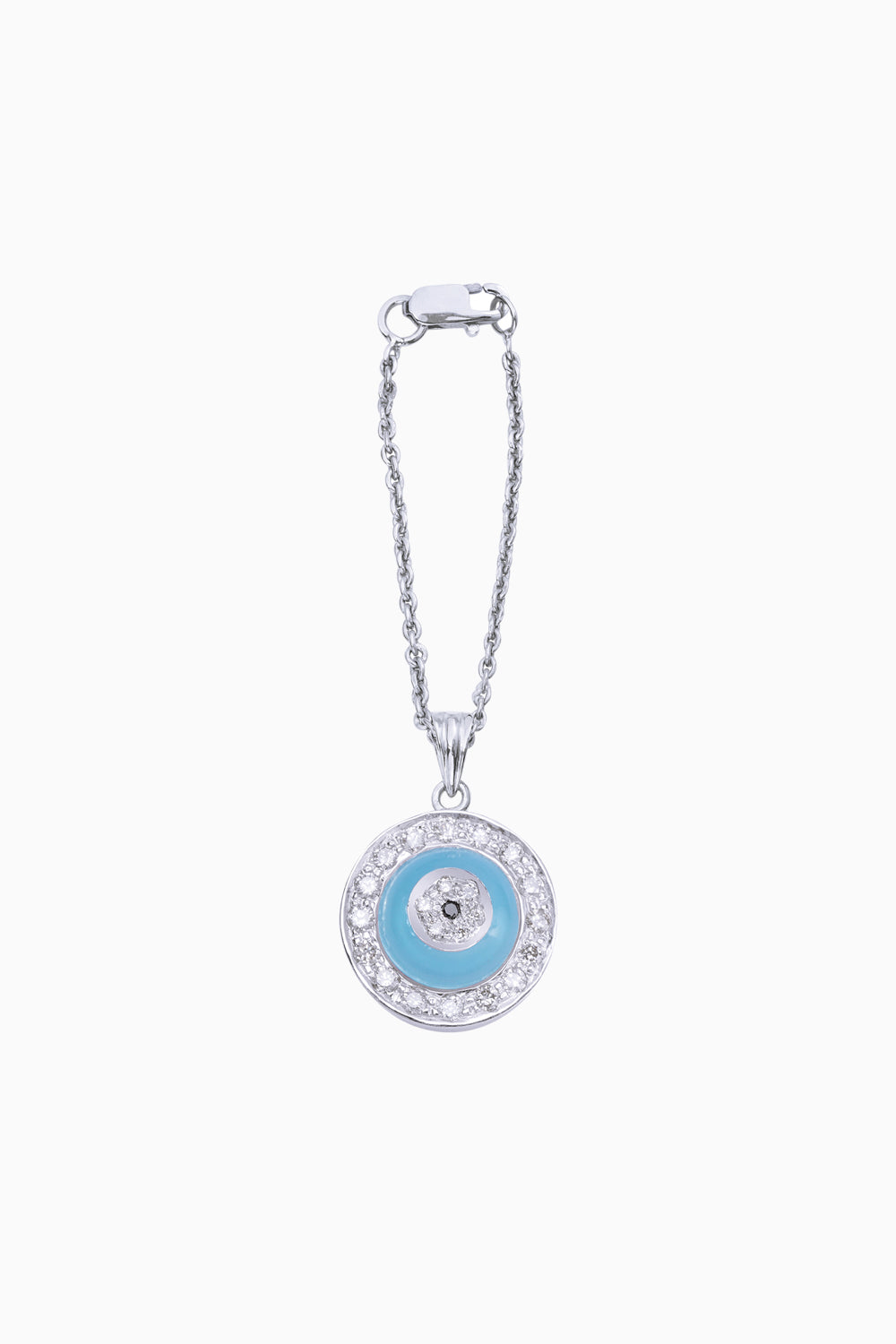 Blue Onyx Donut Diamond Chain Watch 14KT Gold Charm