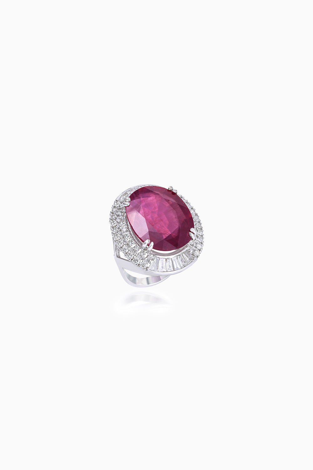 Ruby and Diamond Cocktail Ring in 18KT White Gold