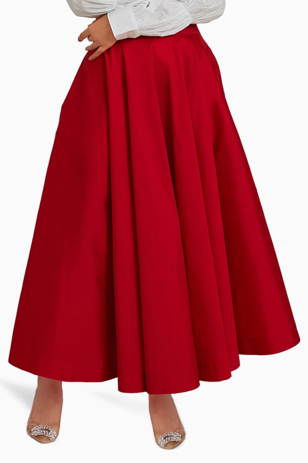 Phoenix Embroidered Midi Skirt with Lace Trim main image 0