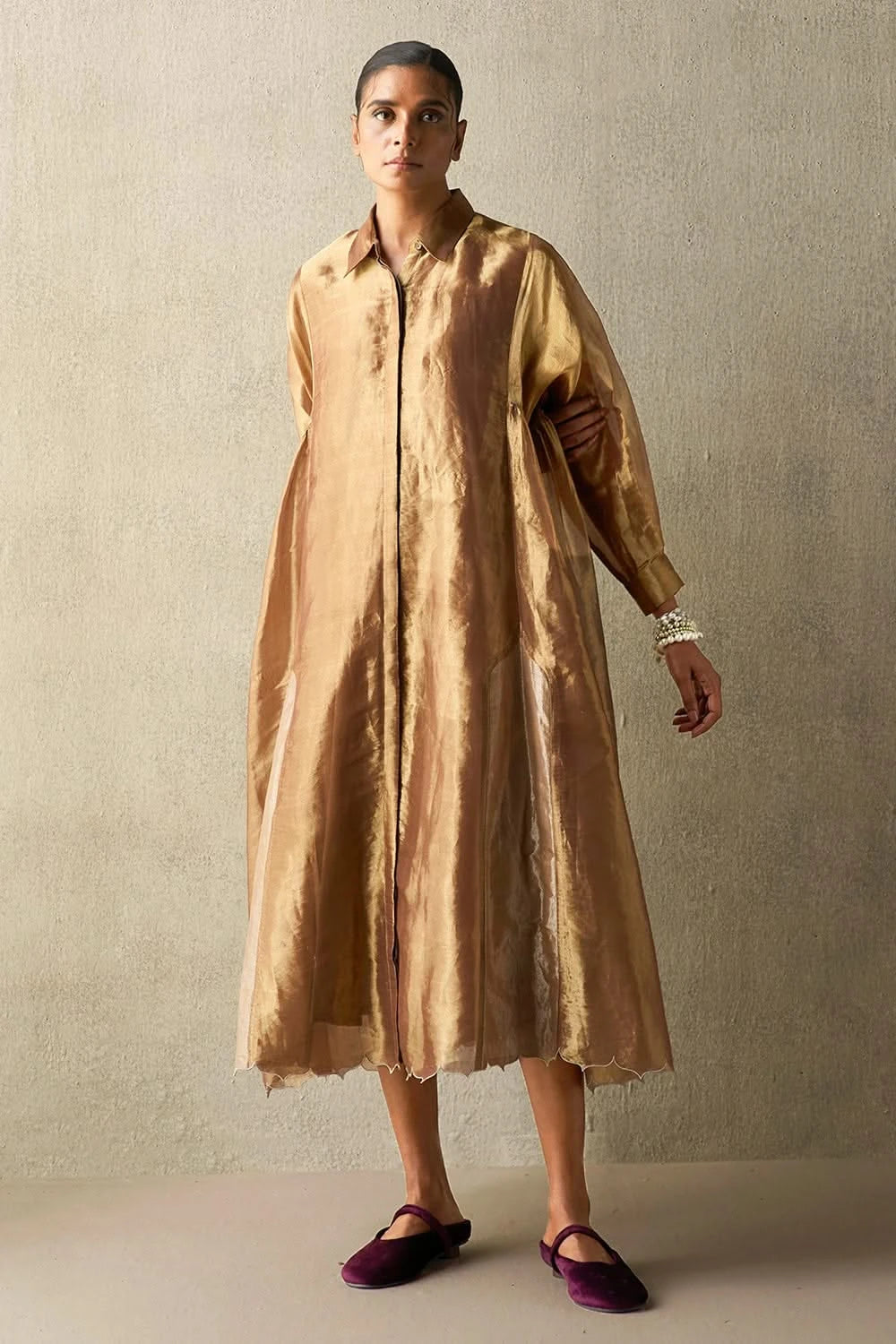 Buy Karam Gold Tissue Dress Online | The Sverve XS Buy Karam Gold Tissue Dress Online | The Sverve XS