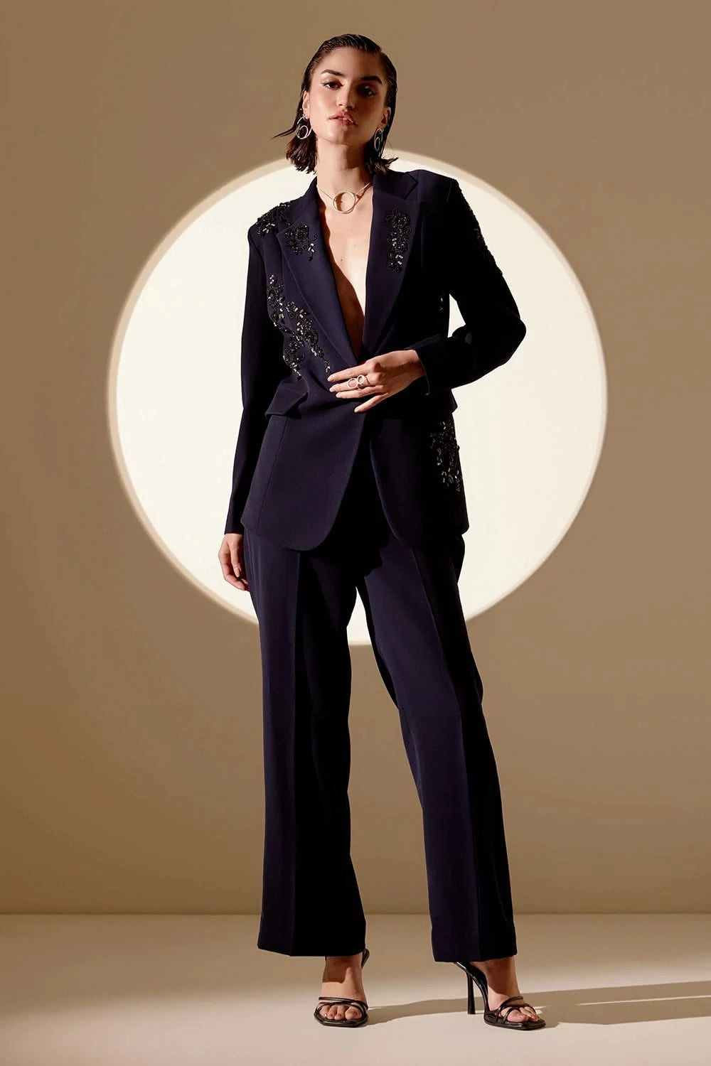 Navy Blue Celestial Embroidered Set