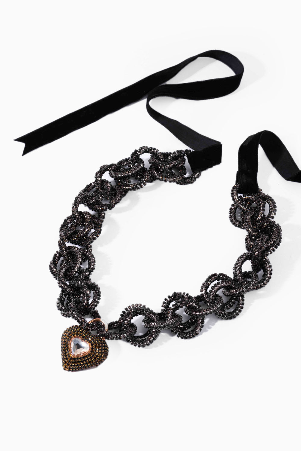 Heart Lock Necklace in Charcoal Black