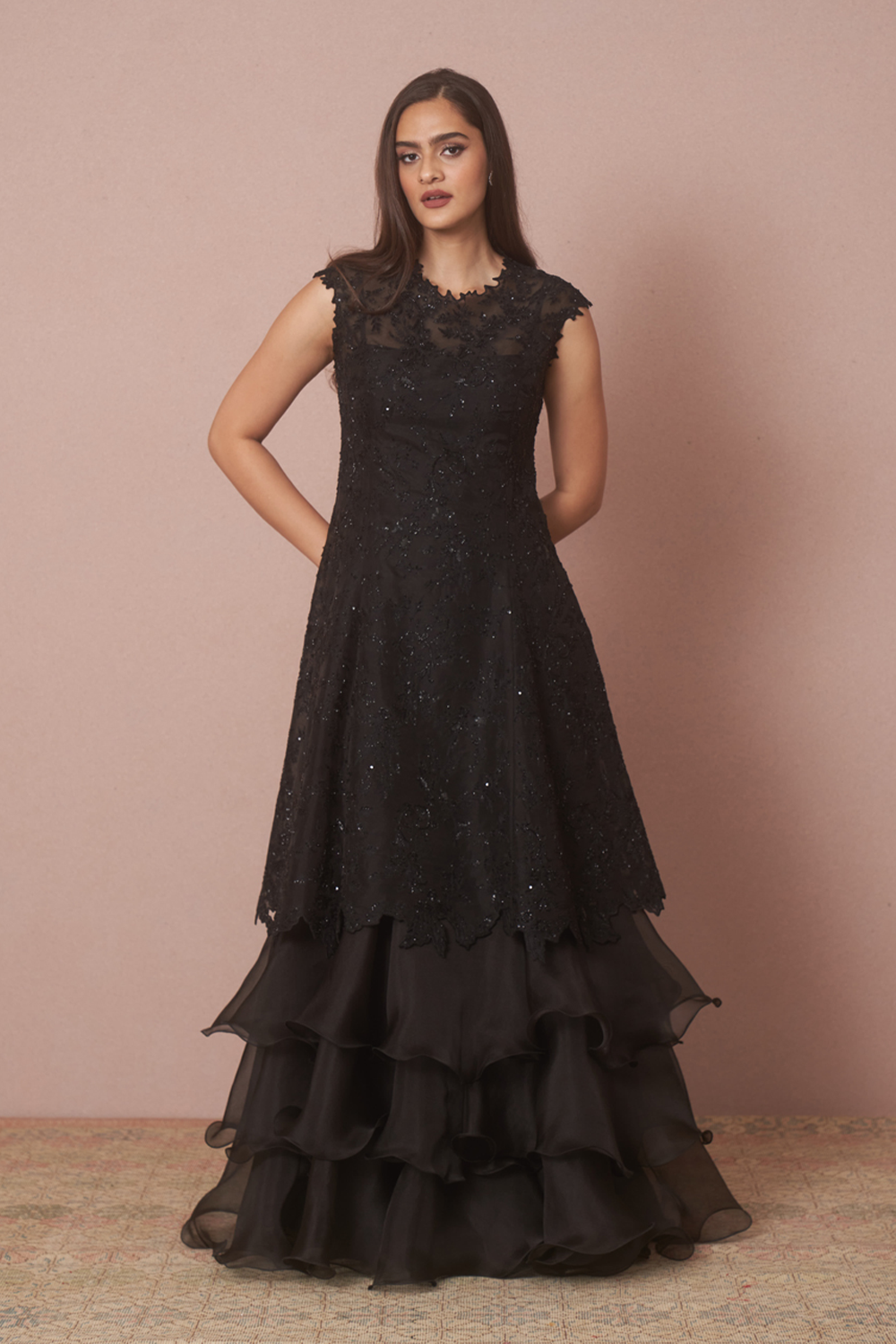 Cocktail Black Embroidered Kurti and Pant Set