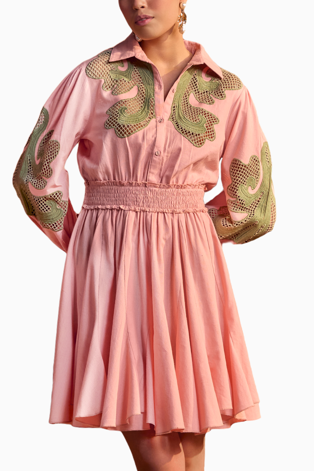 Cutwork Embroidered Shirt Dress