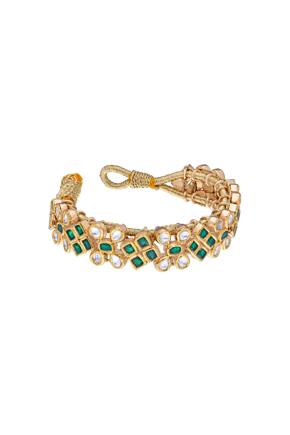 Emerald and Uncut Diamond Rope Bracelet