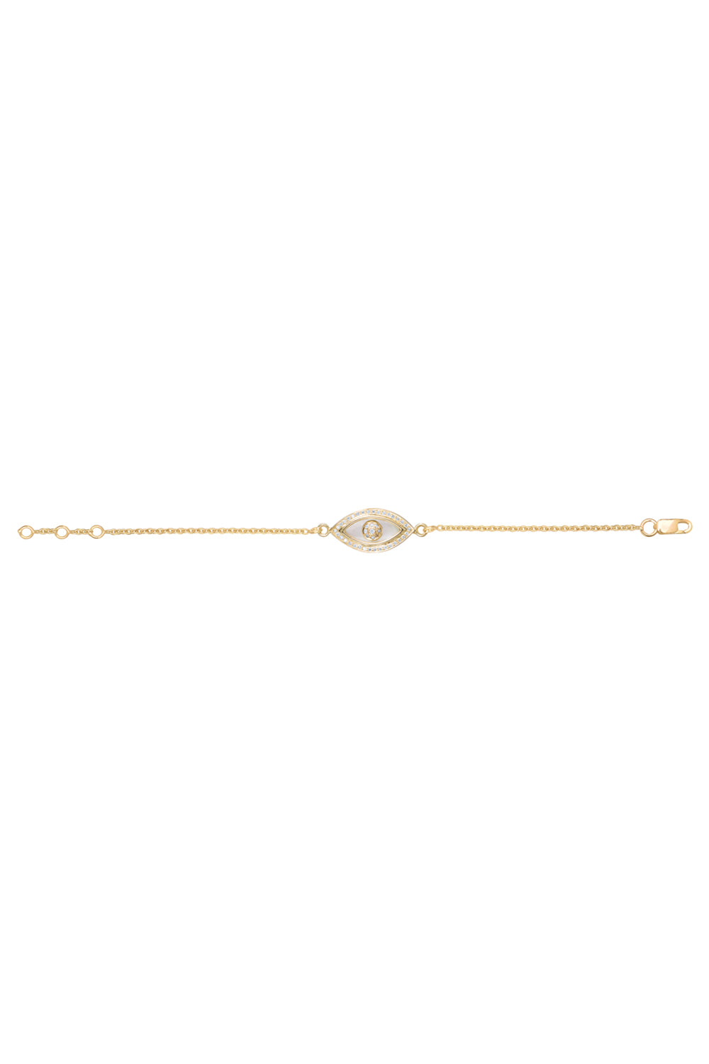 Medium Marquise Evil Eye Diamond inlay Chain 14KT Gold Bracelet