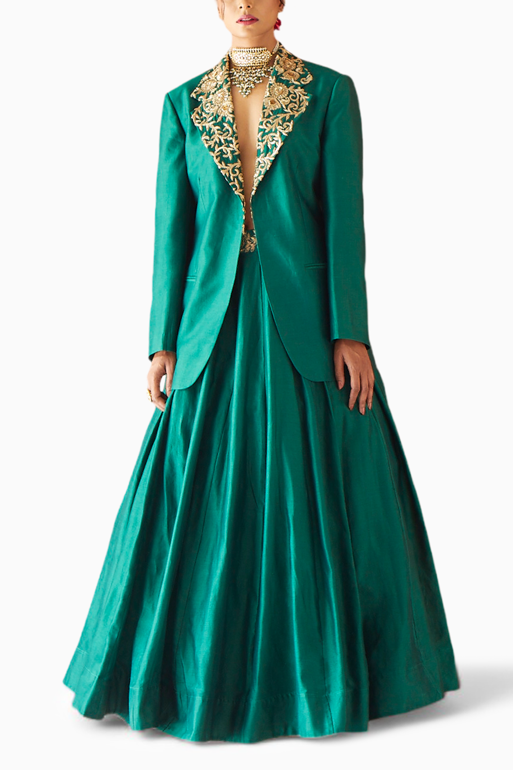 Alaia - Lime Green Blazer Lehenga Set main image 0
