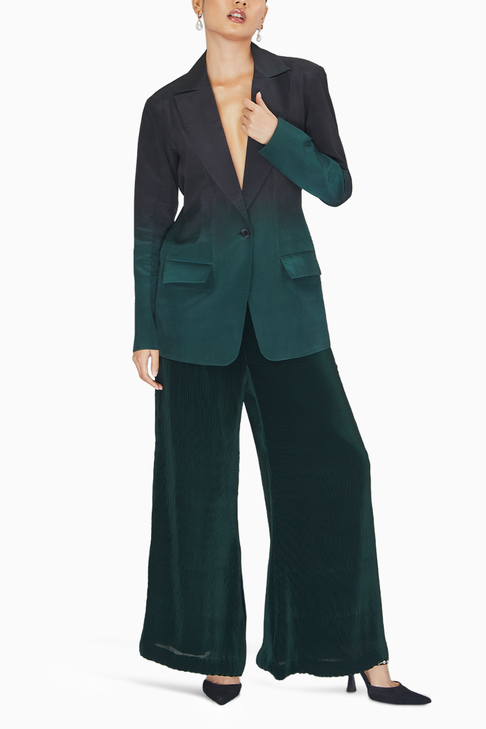 Emerald Ombre Blazer with Pants Set