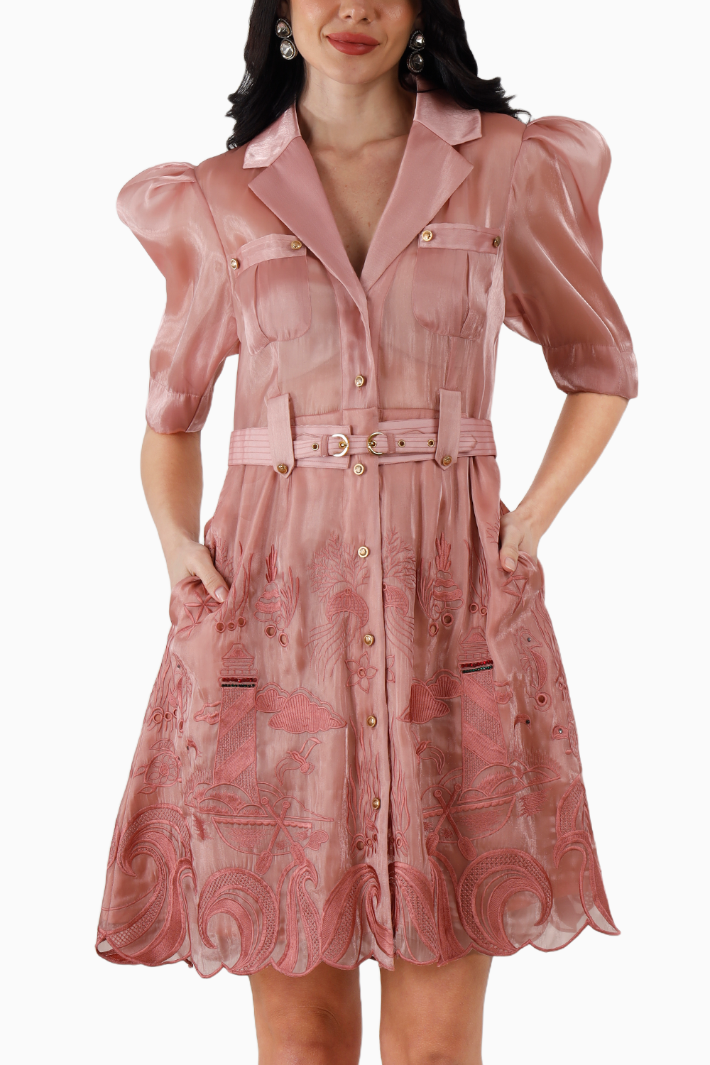 Pink Silk Organza Ocean Dress