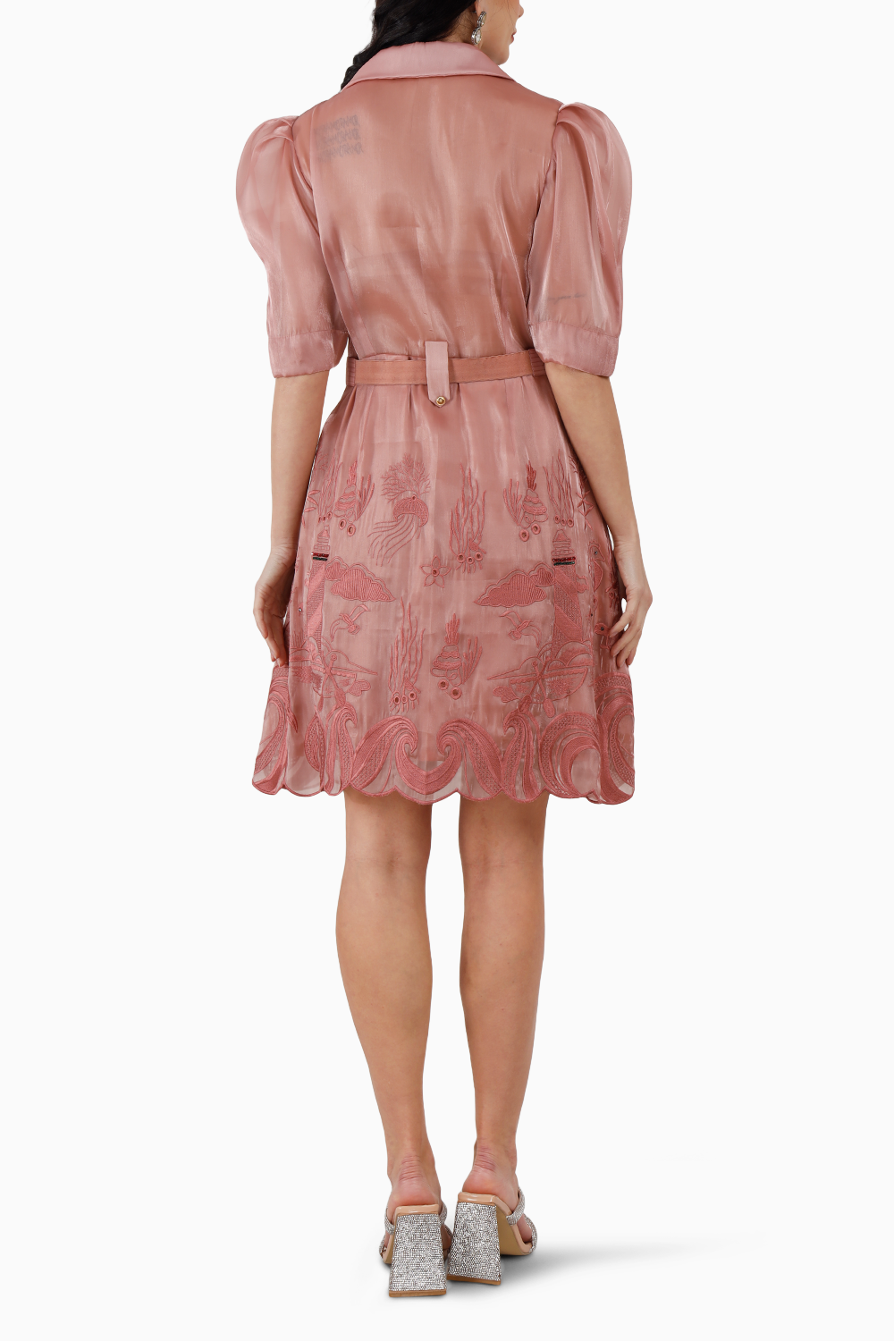Pink Silk Organza Ocean Dress