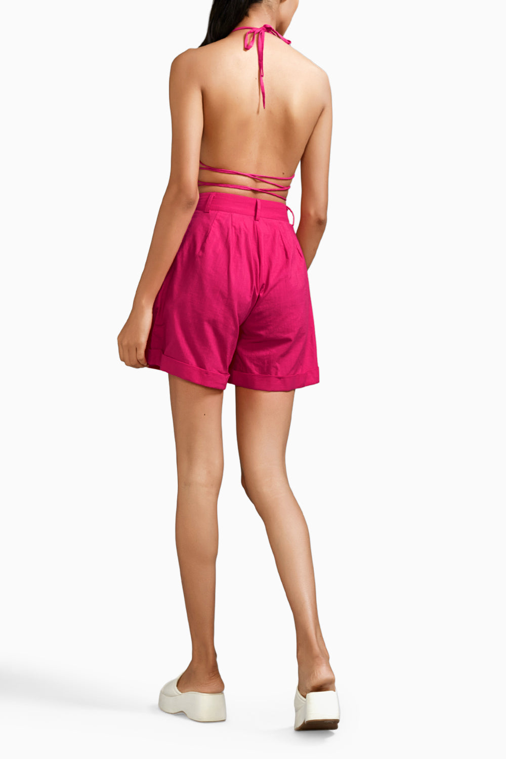 Pink Overlap Bralette & Shorts Set