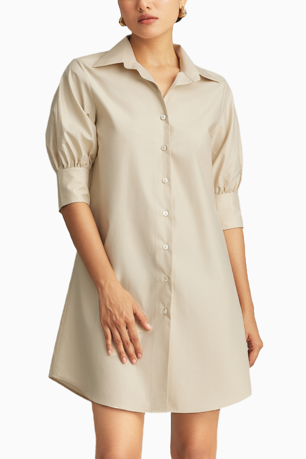 white christmas dresses Fawn Egyptian Cotton Short Shirt Dress