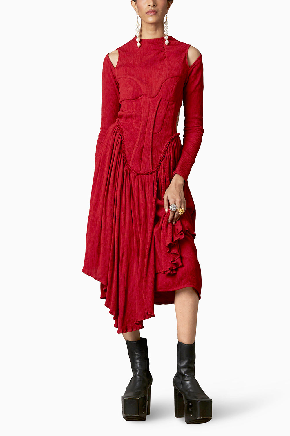 Scarlet Draped Dress
