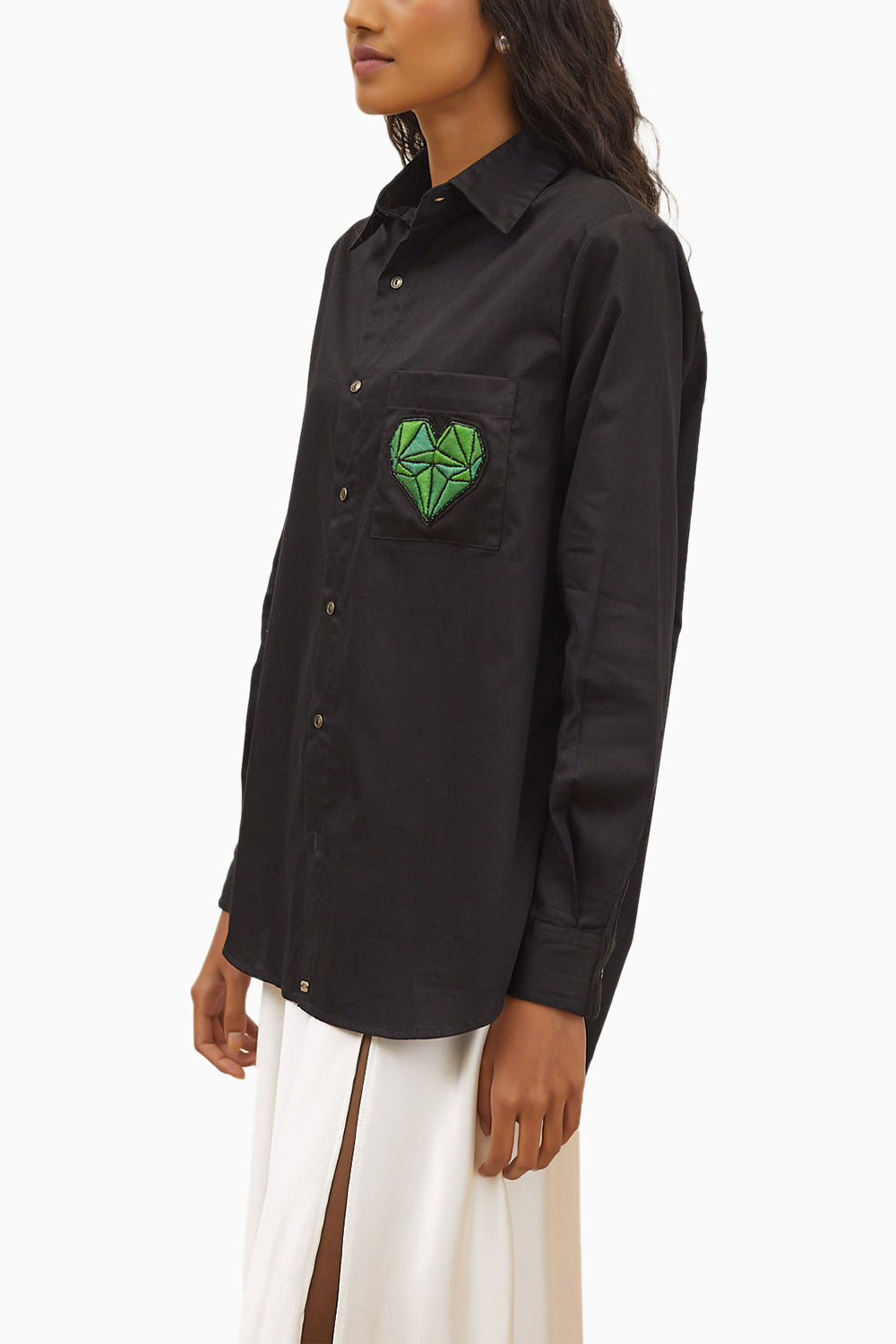 Black Geometric Emerald Heart Shirt