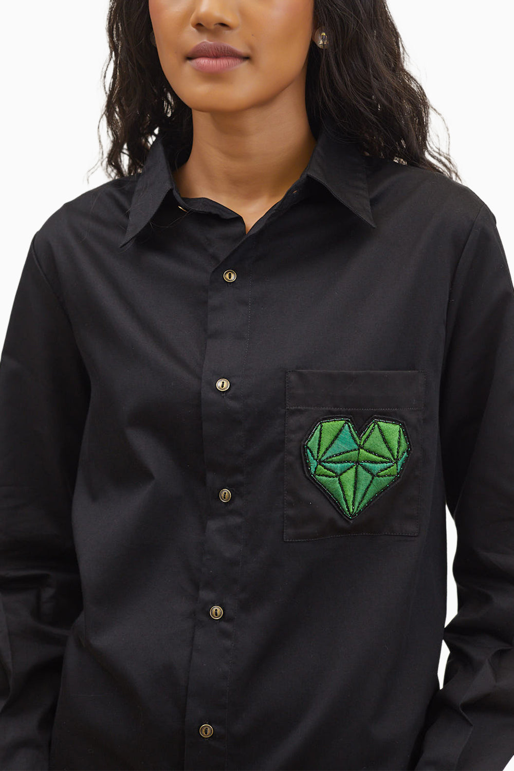 Black Geometric Emerald Heart Shirt