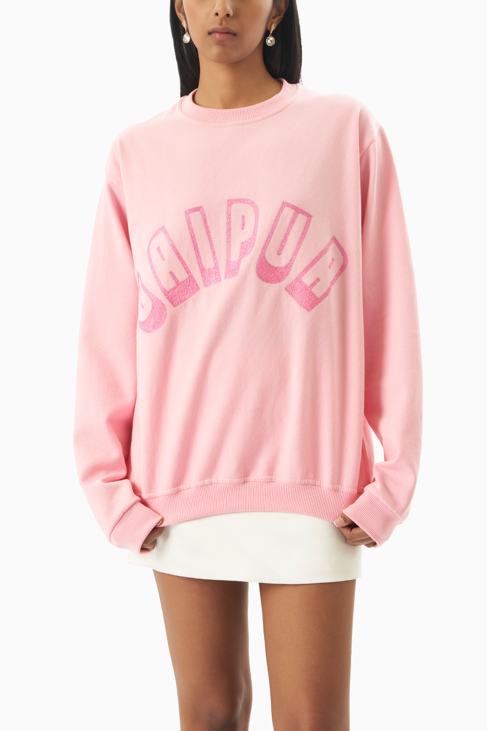 Pink Jaipur Embroidered Sweatshirt