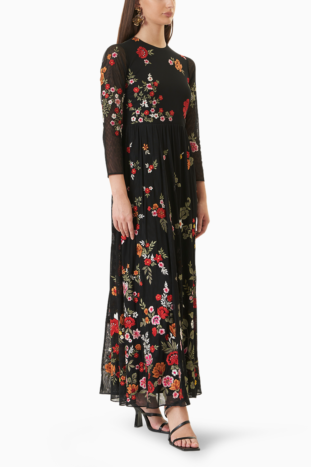 Multi Floral Embroidered Gown