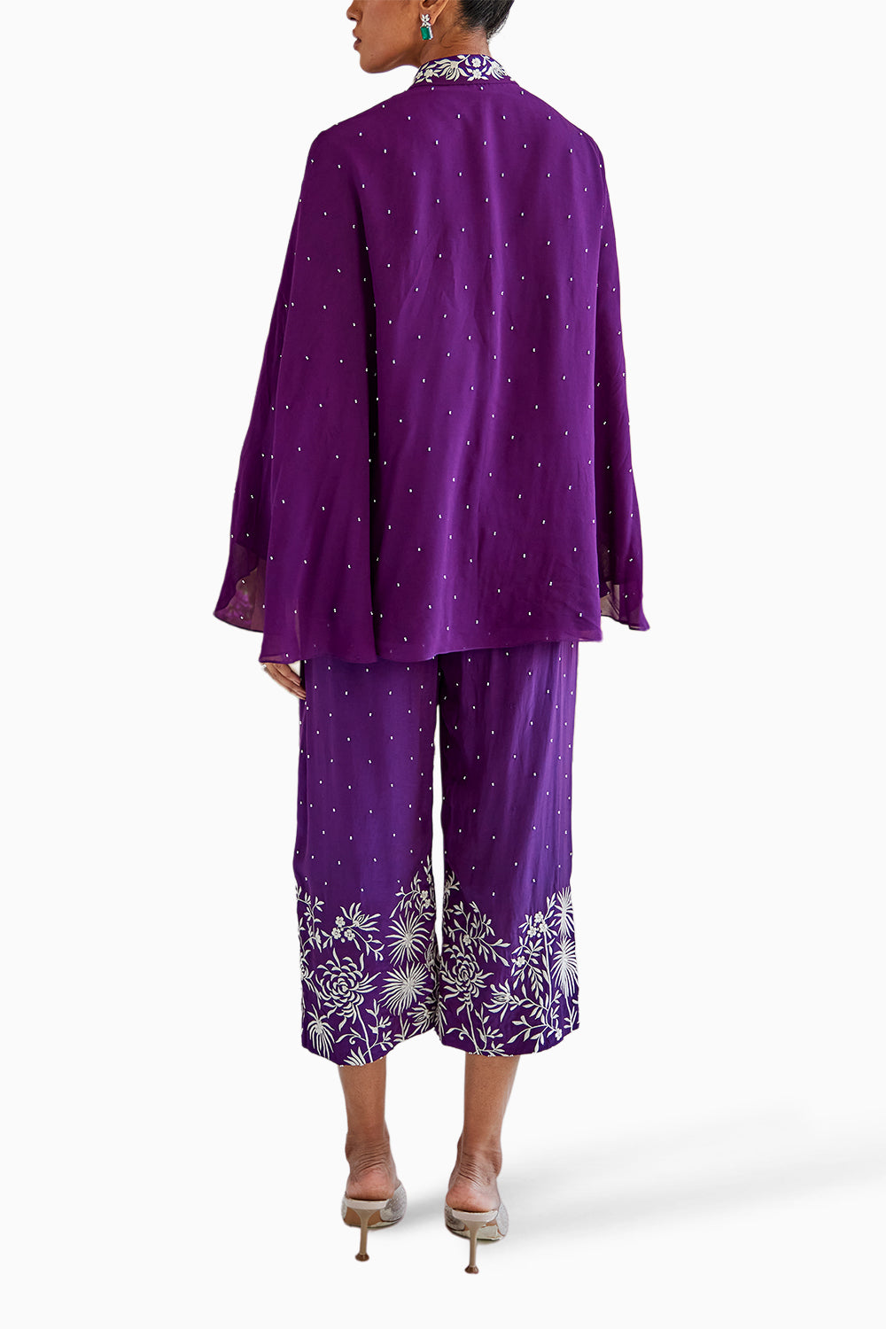 Purple Parsi Gaara Cape with Pants Set
