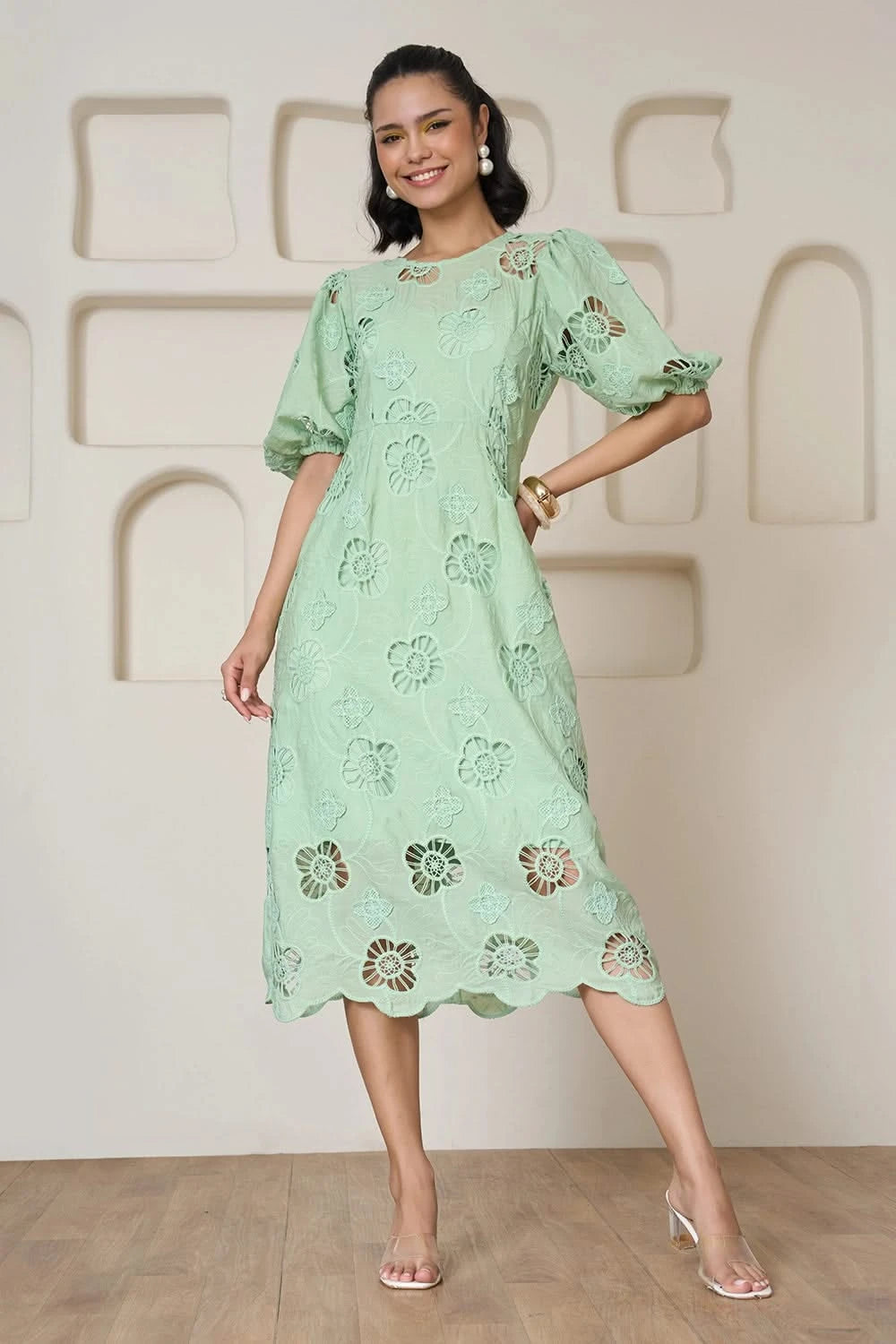 sage green dress midi Sage Serenade Midi Dress S