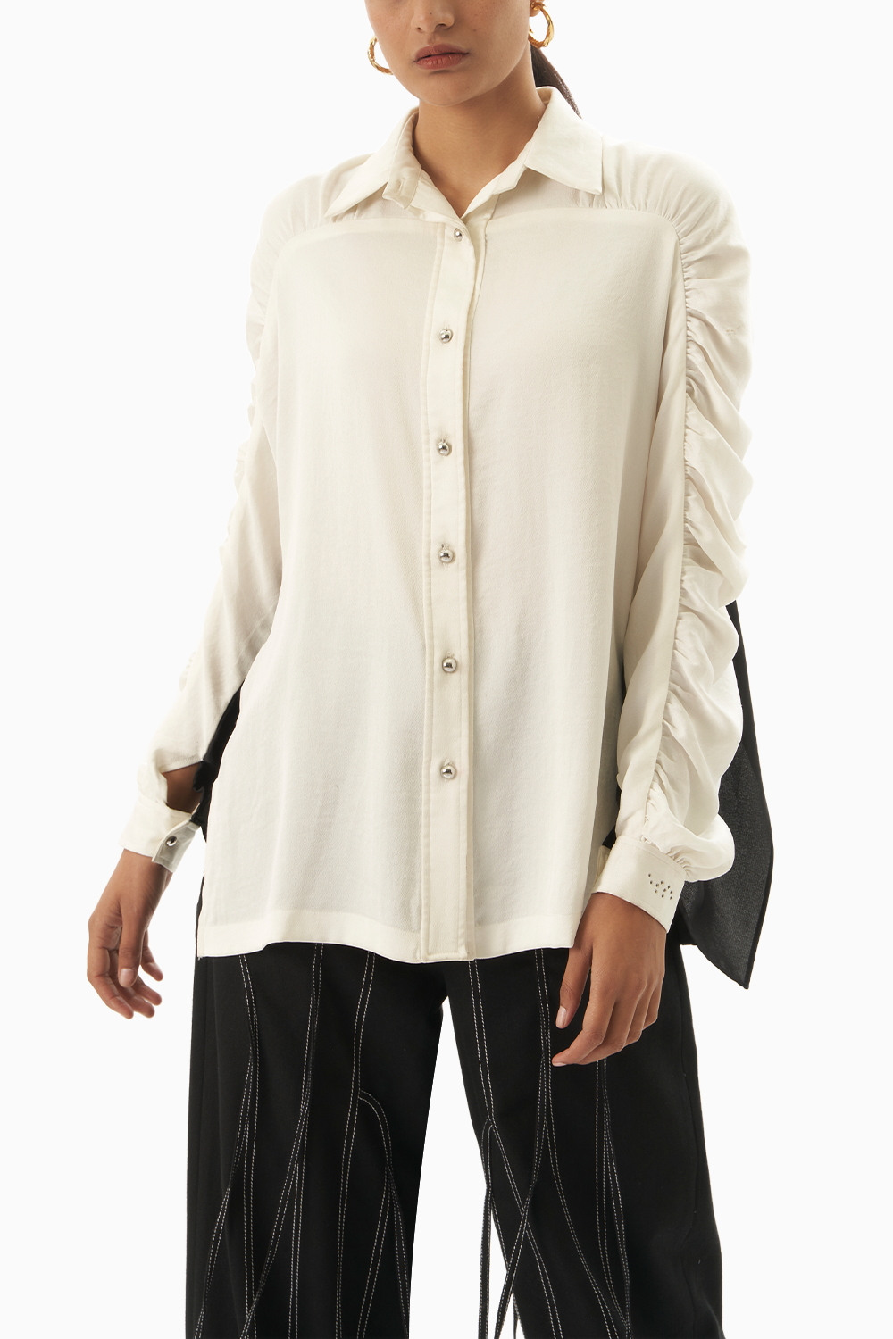 Monochrome People Embroidery Shirt