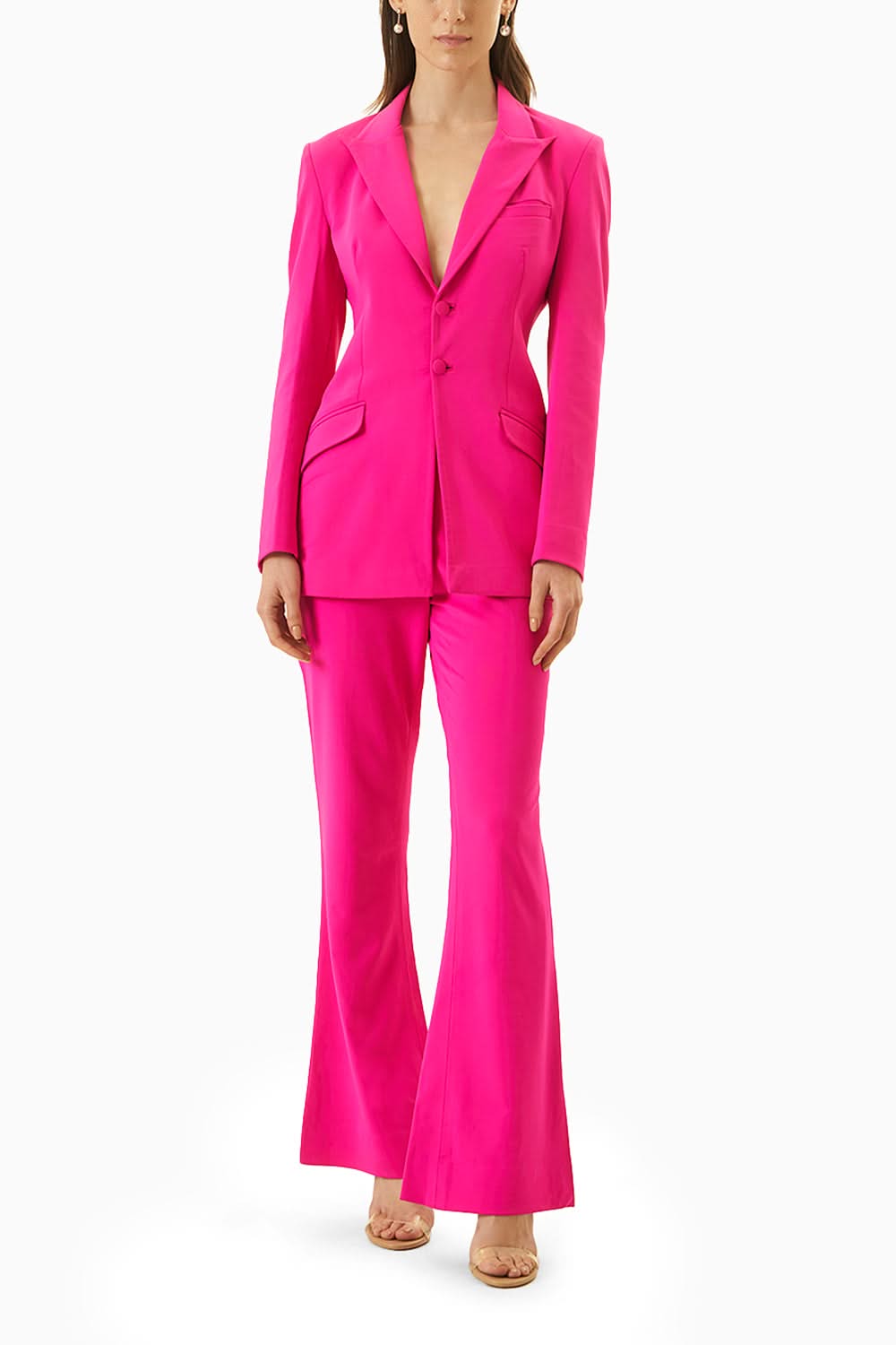 strapless open back dress sequined jacket male, dark Fuchsia