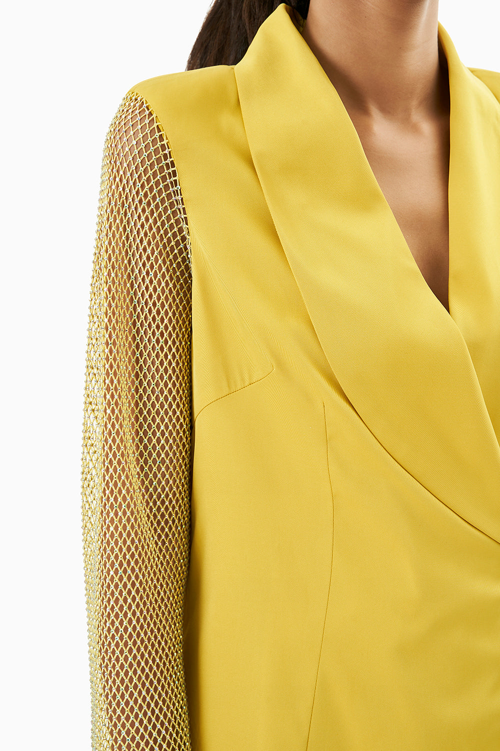Yellow Blazer with Net Sleeves