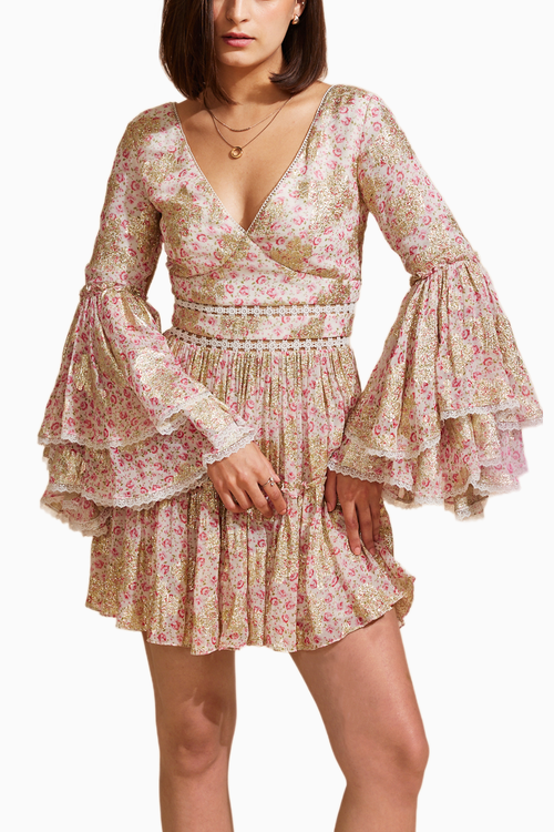 Radiant Rose Pink Lurex Dress with Back Bow