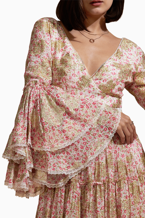 Radiant Rose Pink Lurex Dress with Back Bow