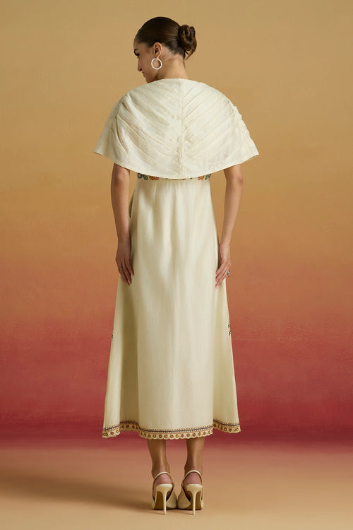 Ivory Pleated Midi Amaryllis Dress