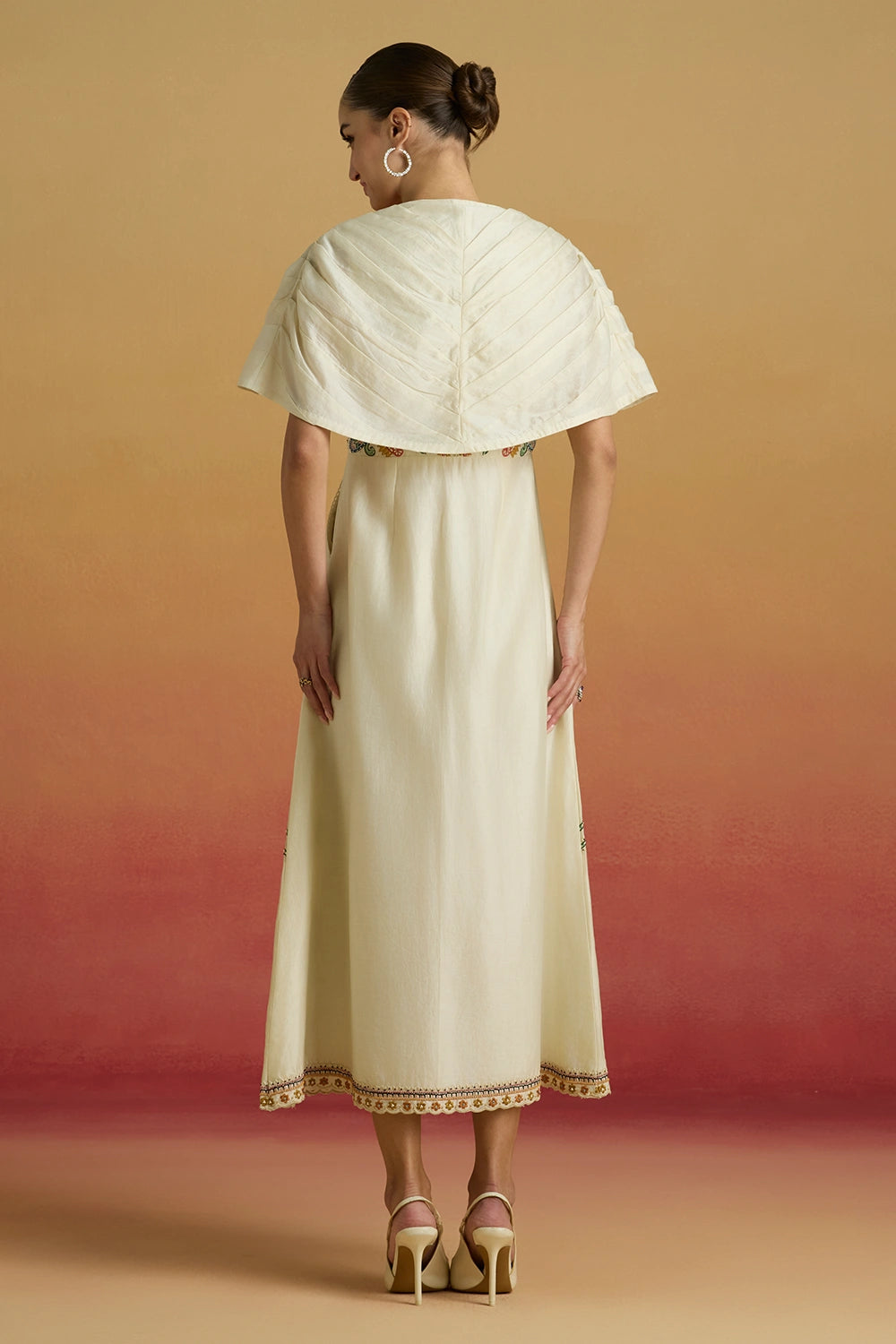 Ivory Pleated Midi Amaryllis Dress