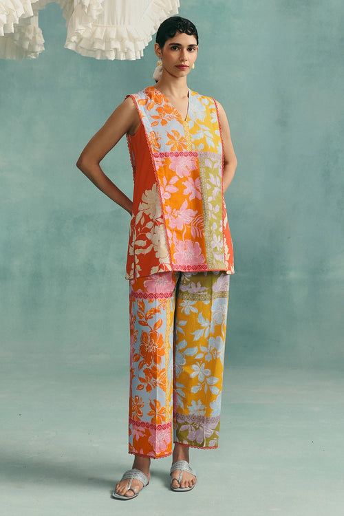Multi Patchwork Sleeveless Co-ord Set