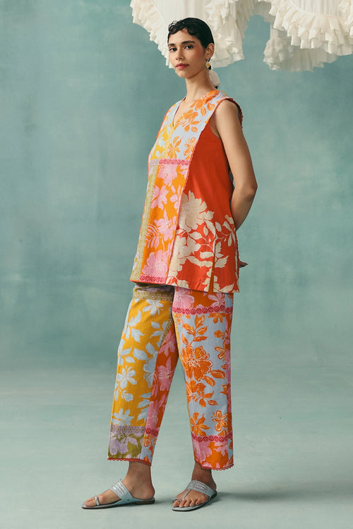 Multi Patchwork Sleeveless Co-ord Set