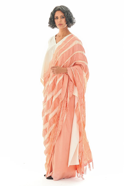 Lateral Mineral Peach Saree