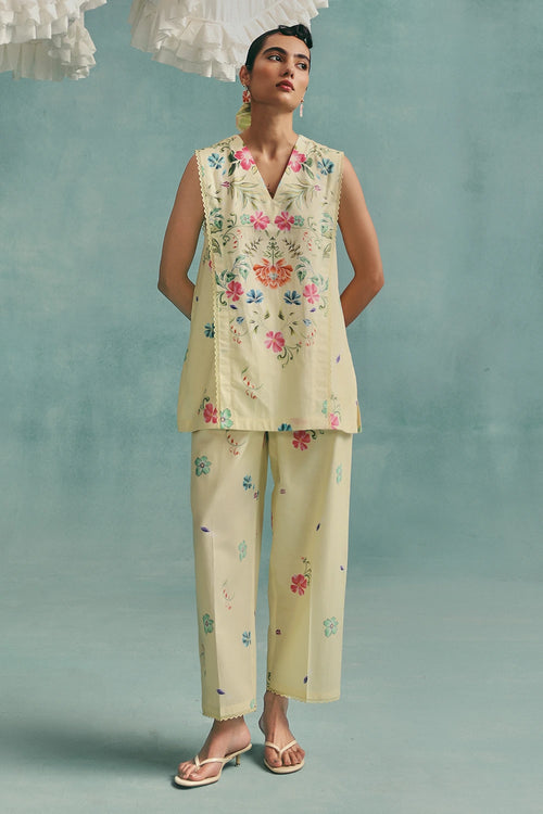 Lemon Rose Sleeveless Co-ord Set