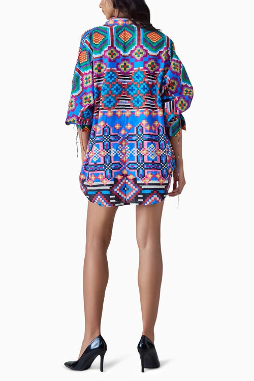 Sia Ikat Batwing Shirt, Bustier Blouse & Skort Set