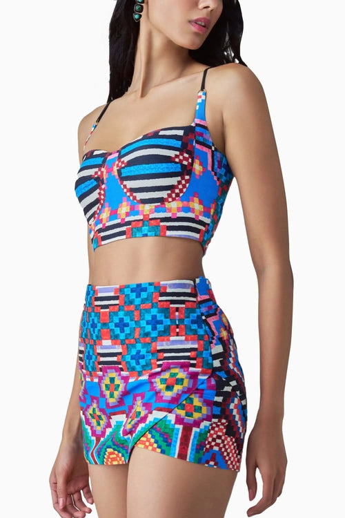 Sia Ikat Batwing Shirt, Bustier Blouse & Skort Set