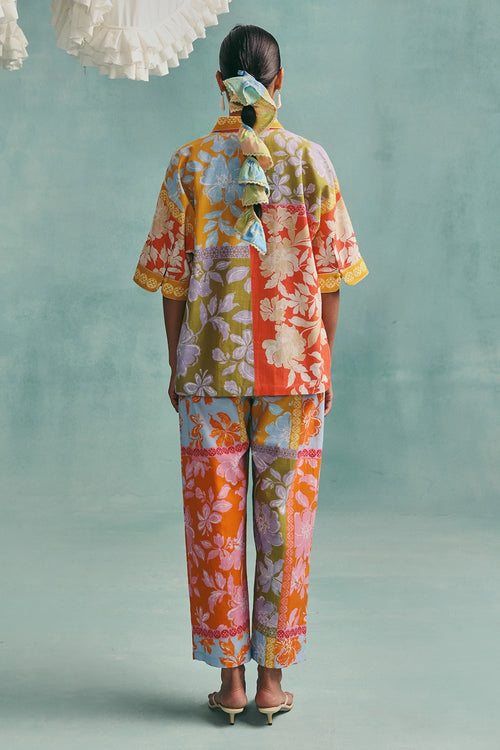 Multi Patchwork Collared Co-ord Set