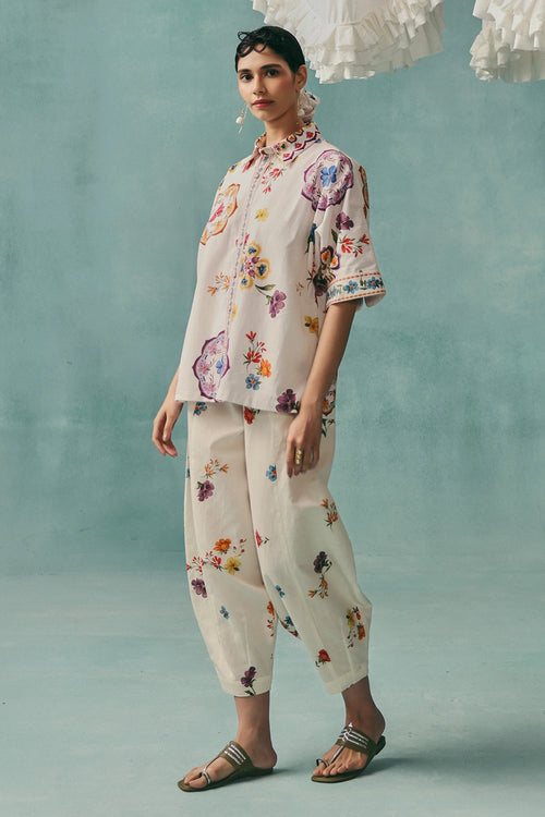 Ecru Daisy Collared Co-ord Set