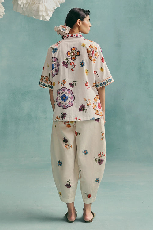 Ecru Daisy Collared Co-ord Set
