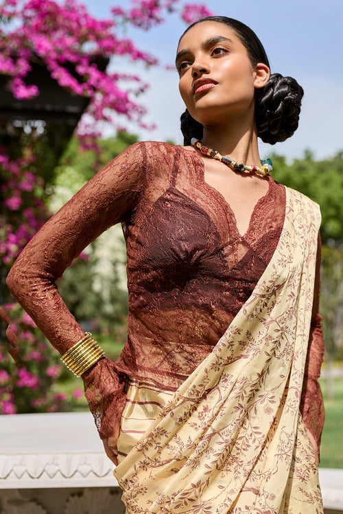 Olea Lace Top with Pre Draped Saree