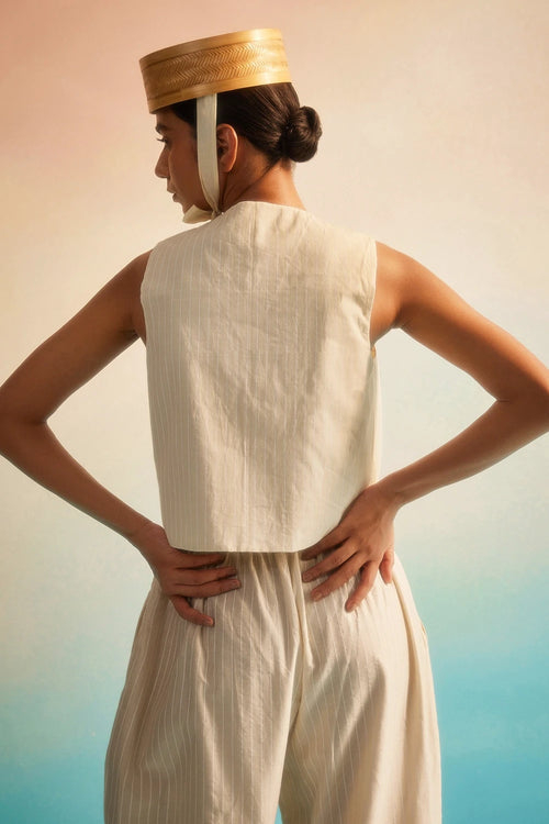 Orimi Reversible Vest and Hama Akari Stripe Pants