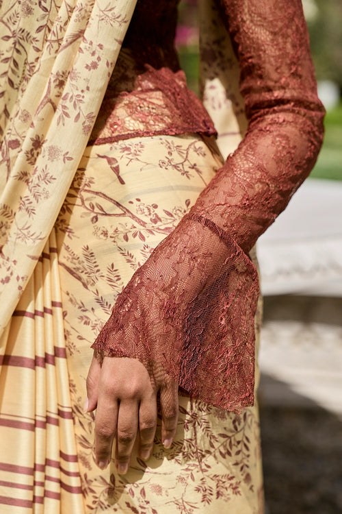 Olea Lace Top with Pre Draped Saree