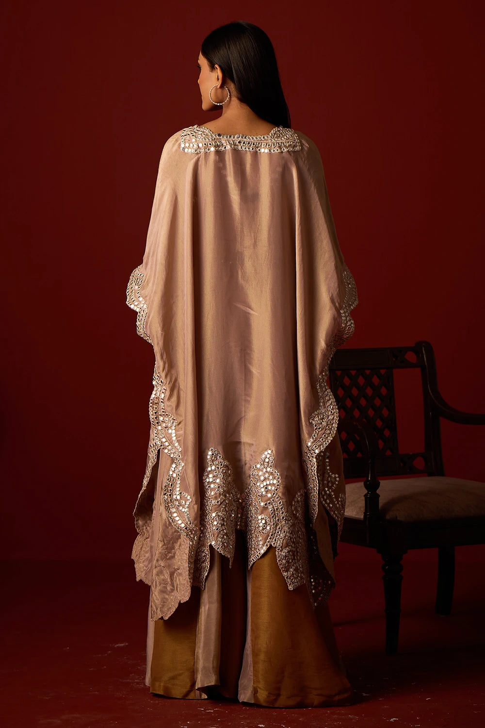 Antique Silver Tissue Mirrorwork Cape Set