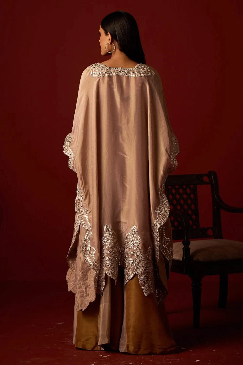 Antique Silver Tissue Mirrorwork Cape