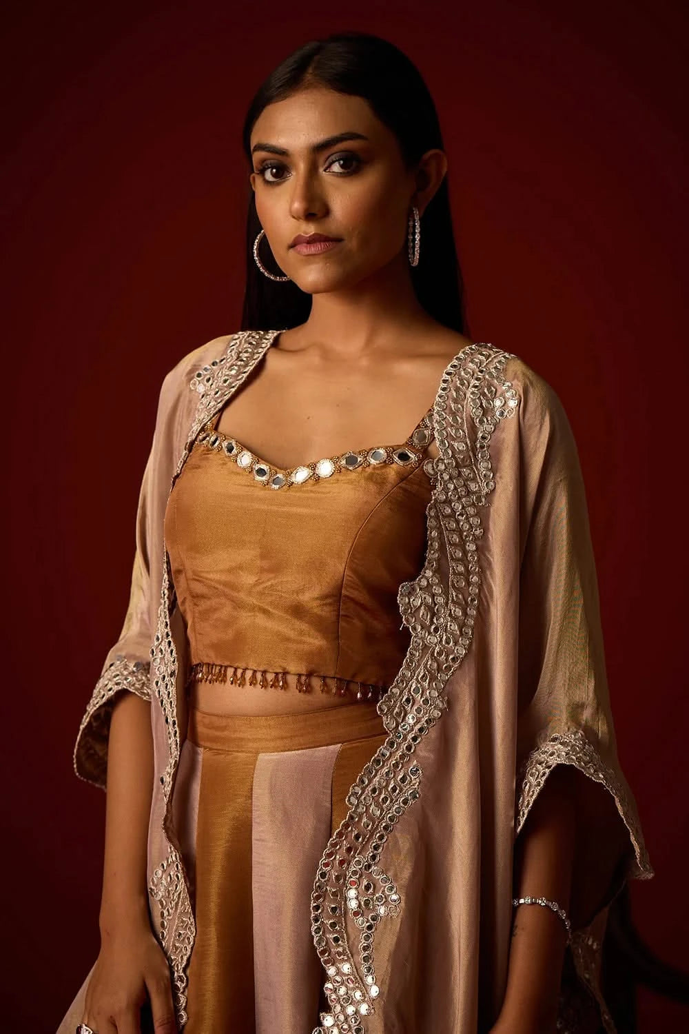 Antique Silver Tissue Mirrorwork Cape