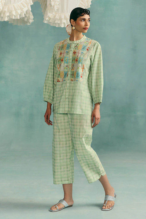 Mint Flora Round Neck Co-ord Set