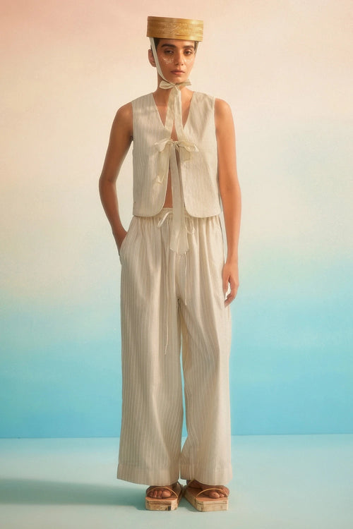 Orimi Reversible Vest and Hama Akari Stripe Pants