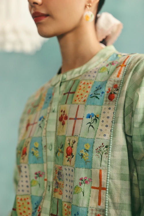 Mint Flora Round Neck Co-ord Set