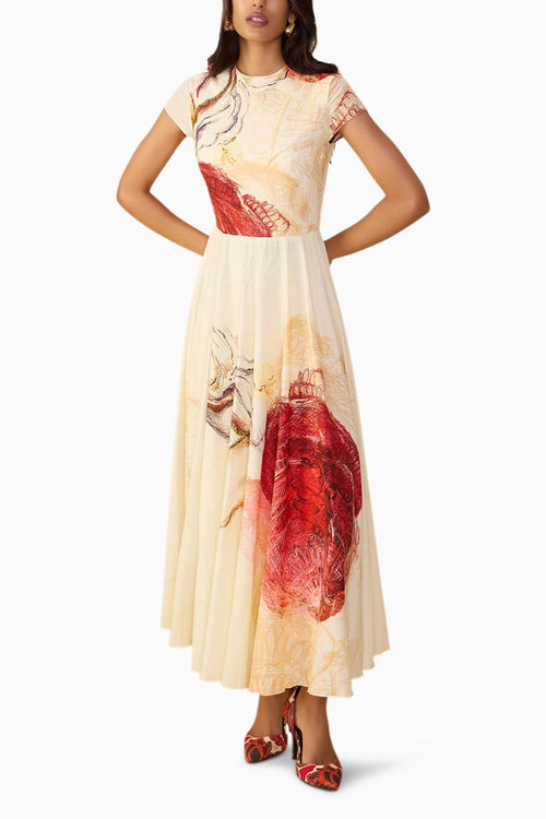 Red Scribble Julia Dress