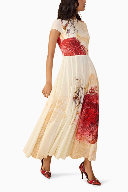 Red Scribble Julia Dress